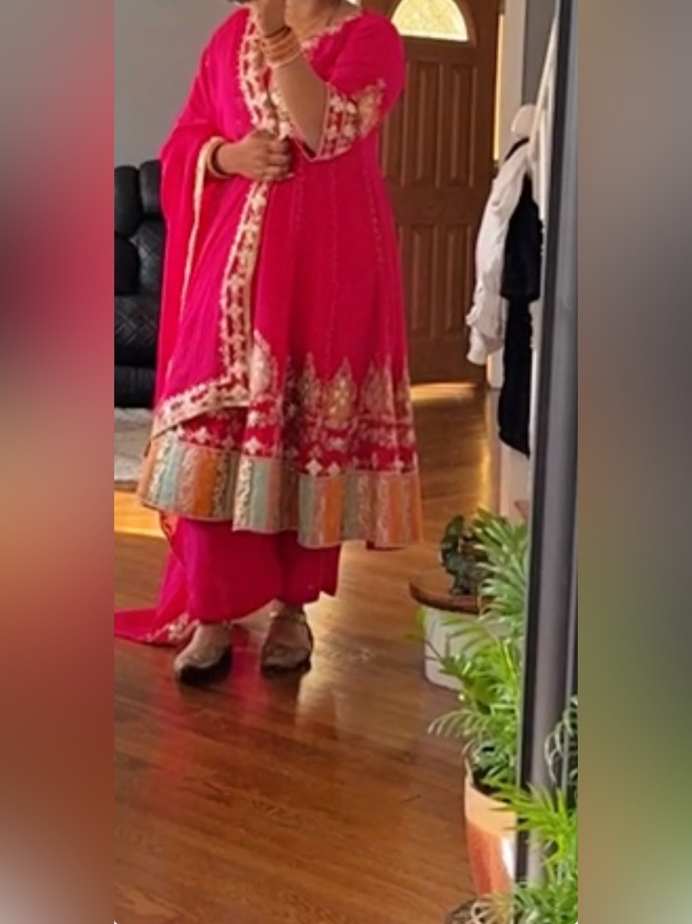 Women's Pink Embroidered Anarkali Skirt